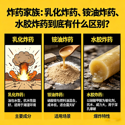 丹江口炸药家族：乳化炸药、铵油炸药、水胶炸药到底有什么区别？